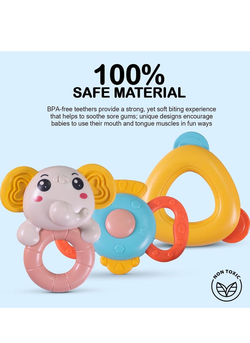 BAYBEE Baybee Baby Rattles Toys Set for Babies, Non-Toxic Rattle Teether Set with Smooth Edges, Newborn Baby Grab Shaker Gift Products, Baby Rattles Set for Newborn Infant Babies 3-12 Months Boy Girl (3 Pcs)  - Image 3