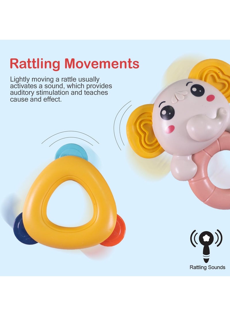BAYBEE Baybee Baby Rattles Toys Set for Babies, Non-Toxic Rattle Teether Set with Smooth Edges, Newborn Baby Grab Shaker Gift Products, Baby Rattles Set for Newborn Infant Babies 3-12 Months Boy Girl (3 Pcs)  - Image 4