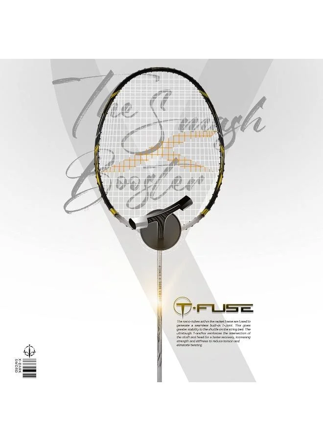 هندرد مضرب تنس الريشة من ألياف الكربون -   غير مشدود للاعبين المتوسطين مع غطاء كامل للمضرب