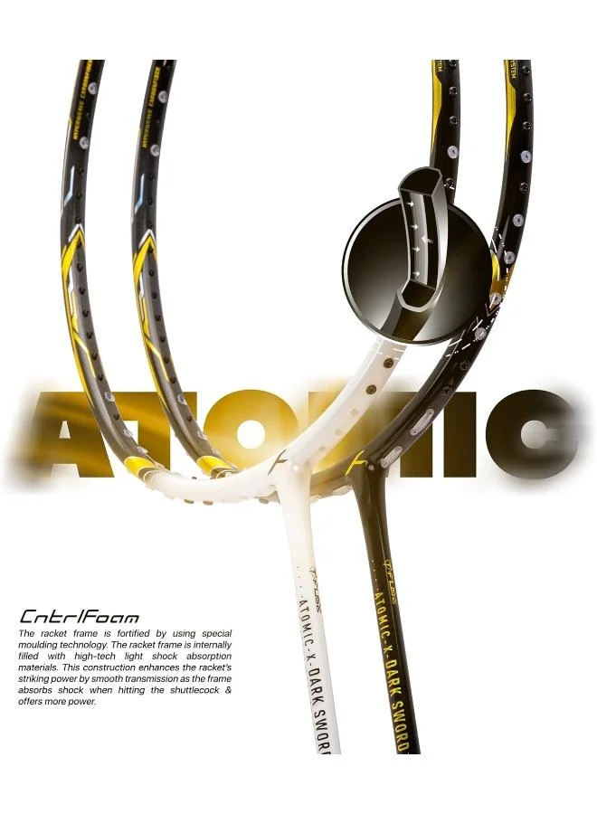 Hundred  Hundred Atomic-X Dark Sword Carbon Fibre Unstrung Badminton Racket With Full Racket Cover For Intermediate Players  | Best Price UAE