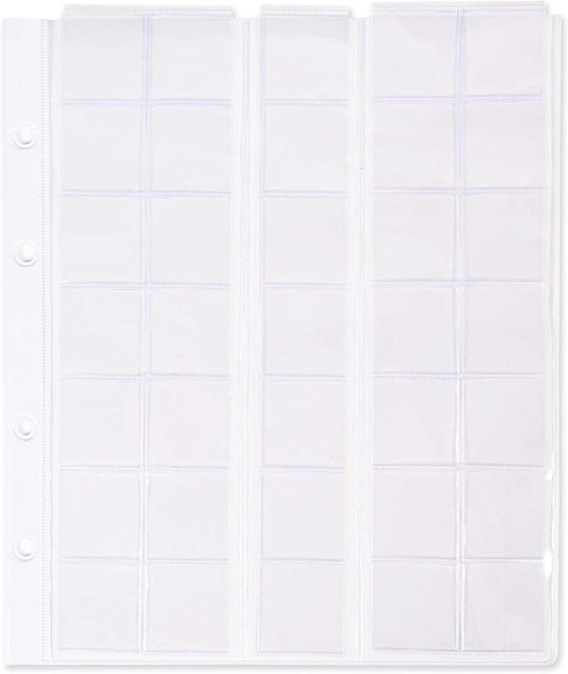 FIS Coin Album - Bonded Leather, 250x270mm, 4[D] Ring Binder with 35 Clear PVC Pockets, Brown - Image 4