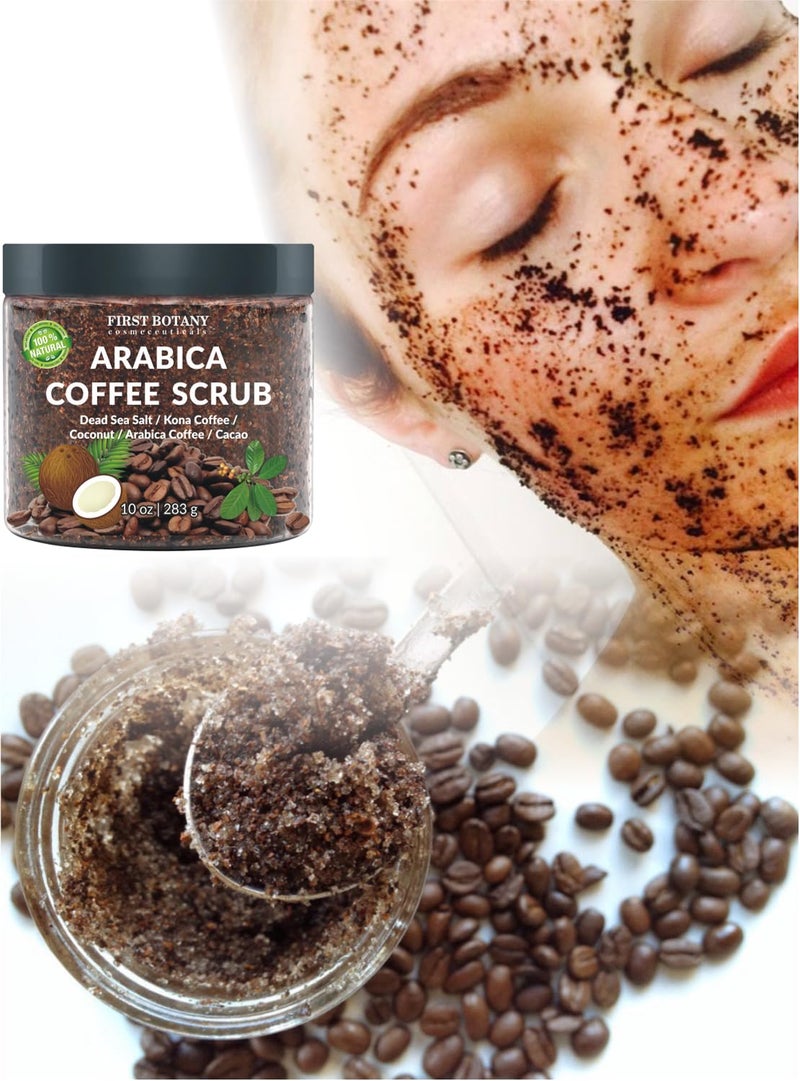 First Botany Cosmeceuticals, 100% Natural Arabica Coffee Scrub with Organic Coffee Coconut & Shea Butter Acne Anti Cellulite & Stretch Mark treatment Spider Vein Therapy, Varicose Veins Eczema, 10 oz - Image 3