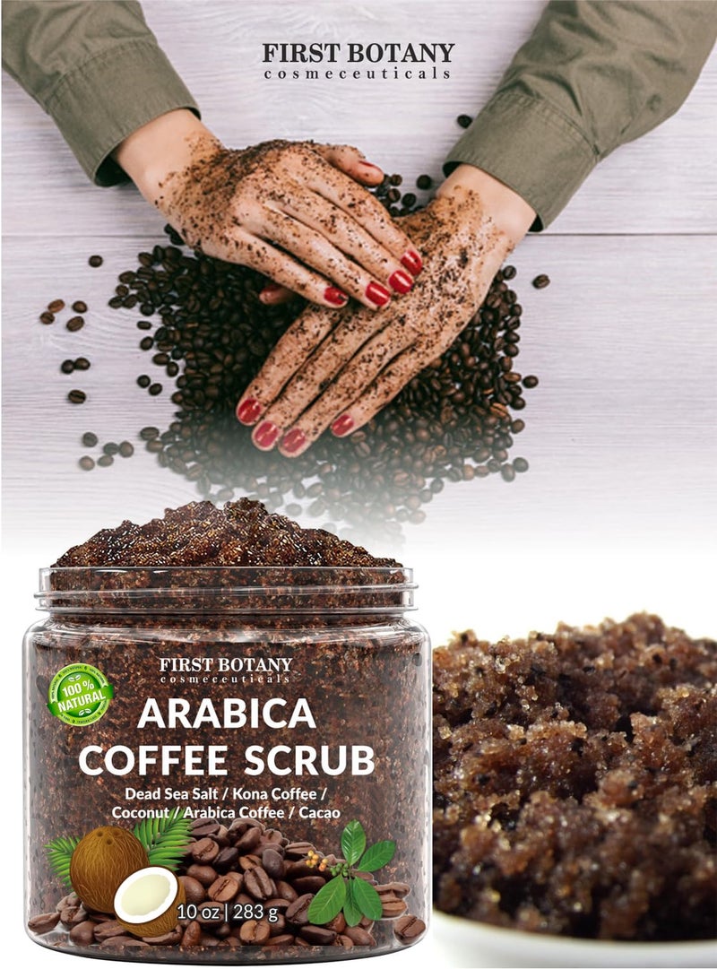 First Botany Cosmeceuticals, 100% Natural Arabica Coffee Scrub with Organic Coffee Coconut & Shea Butter Acne Anti Cellulite & Stretch Mark treatment Spider Vein Therapy, Varicose Veins Eczema, 10 oz - Image 5