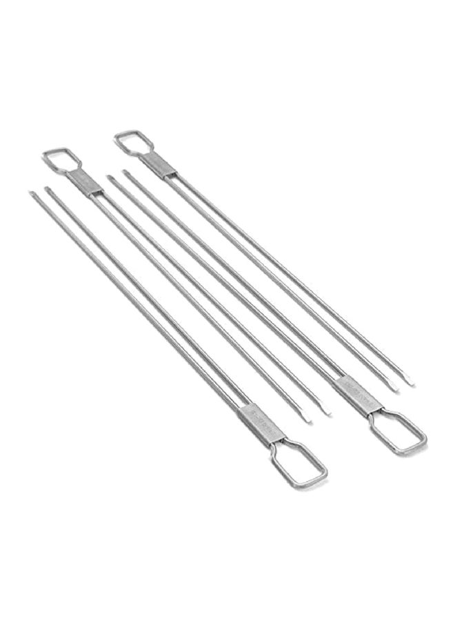 Broil King 4-Piece Ergonomic Design Comfortable Handhold Dual Prong Bbq Skewers Silver 12 Inch - Image 2