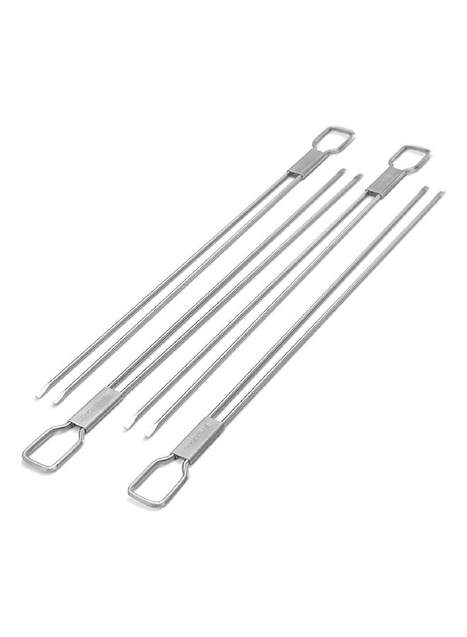 Broil King 4-Piece Ergonomic Design Comfortable Handhold Dual Prong Bbq Skewers Silver 12 Inch - Image 3