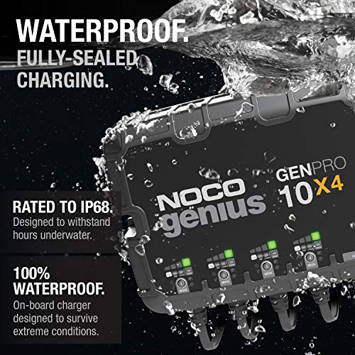 NOCO Genius GENPRO10X4: شاحن بطارية على متن السفينة بقدرة 40 أمبير - 10 أمبير لكل بنك، شاحن بحري مقاوم للماء بجهد 12 فولت مع حماية من الشحن الزائد وتعويض درجة الحرارة - للبطاريات الرصاصية والليثيوم - Image 3