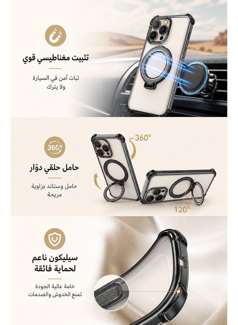iPhone Case for iPhone 17 Pro Silicone, Phone Case Military Grade Shockproof & Full Lens Protection, High Temp UV Anti-Yellowing for Middle East Sun, Ultra-Thin Matte Fingerprint-Free, Magnetic Stand with Mirror, iPhone Cases for Business Pros, Trendy Fans & Photographers - Image 4