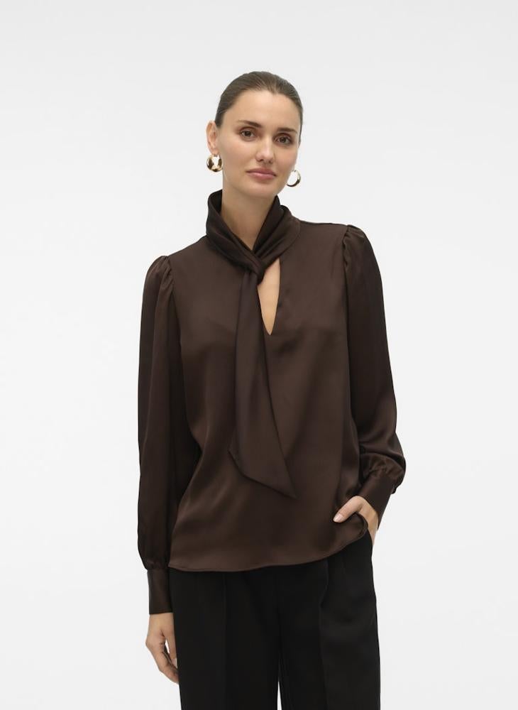 VERO MODA Vmnini Cia Front Tie Long Sleeve Top - Image 1