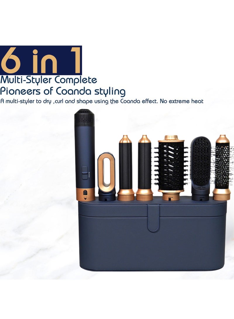 general Multifunctional 6-in-1 Hot Air Comb Automatic Curler Straightening Comb Hair Dryer Curler Leather Box Packaging - Image 5