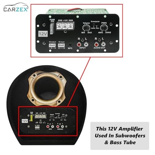 Carzex® 120W Dual Channel Car Amplifier 12V DC | Class AB Mono Amp Audio Power Subwoofer Kit | Mosfet Power Supply | Bass Boost Stereo Amplifier for Cars – Compact & High Performance - Image 5