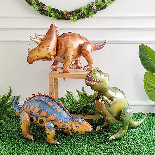 EASUTE Large Self Standing Dinosaur Balloons 3PCS 38inch Tyrannosaurus Ankylosaurus Triceratops Inflatable Balloons for Birthday Party Decoration Kit Party Supplies Decorations Gift (mixed) - Image 2