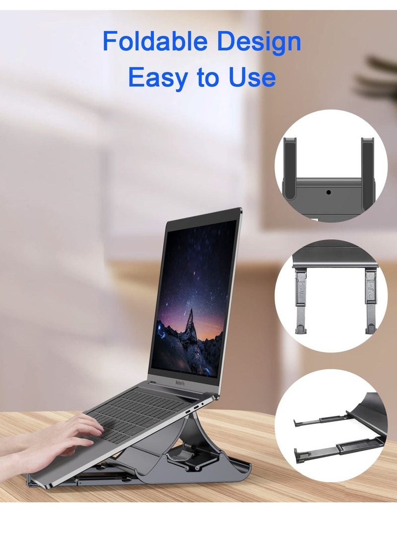 Generic - Vertical Laptop Stand, 4 in 1 Laptop Stand with Gravity Locking Laptop Holder Dock for Table Desktop Organizer and Desk Storage, Fits All MacBook, iPad, Dell, Gaming Laptops, Gray - Image 1