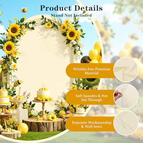 JCJ 6FT Beige Wedding Arch Stand Cover, Stretchy Backdrop with Zipper Spandex Fitted Arch Cover for Birthday Party Decoration - Image 3