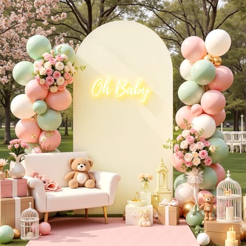 JCJ 6FT Beige Wedding Arch Stand Cover, Stretchy Backdrop with Zipper Spandex Fitted Arch Cover for Birthday Party Decoration - Image 5