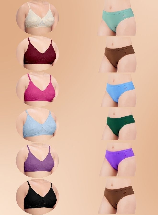 BRIDA Brida Women's Cotton Minimizer Saree Bra (Italia) & High-Waisted Pure Cotton Panties Set (Marvel )-Colours & Print May Vary - Image 1