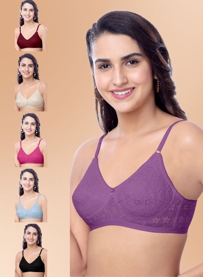BRIDA Brida Women's Cotton Minimizer Saree Bra (Italia) & High-Waisted Pure Cotton Panties Set (Marvel )-Colours & Print May Vary - Image 5