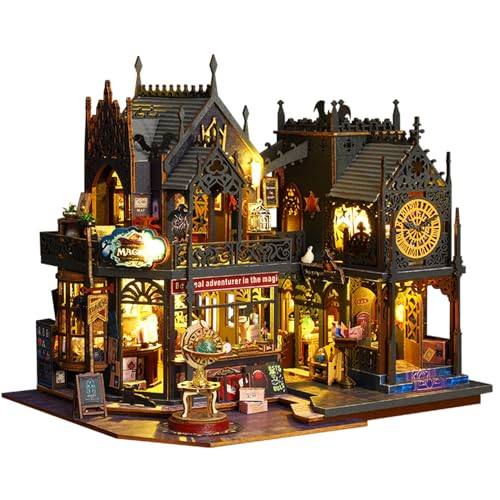 Flever Dollhouse Miniature DIY House Kit Creative Room with Furniture for Romantic Artwork Gift Holo Magic City - Image 1