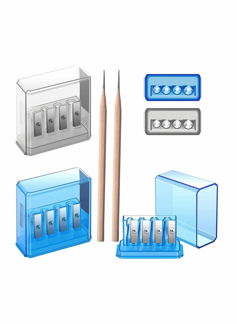 KASTWAVE Pencil Sharpeners, Handheld Pencil Sharpener with Plastic Lid, Long Refill Sharpeners with Cover, for Sketching Drawing Charcoal Graphite Colored Pencils, Cosmetic Pencil, 2PCS - Image 1