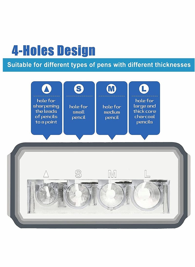 KASTWAVE Pencil Sharpeners, Handheld Pencil Sharpener with Plastic Lid, Long Refill Sharpeners with Cover, for Sketching Drawing Charcoal Graphite Colored Pencils, Cosmetic Pencil, 2PCS - Image 3