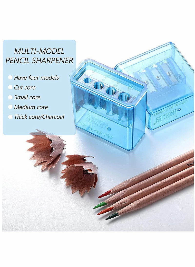 KASTWAVE Pencil Sharpeners, Handheld Pencil Sharpener with Plastic Lid, Long Refill Sharpeners with Cover, for Sketching Drawing Charcoal Graphite Colored Pencils, Cosmetic Pencil, 2PCS - Image 5