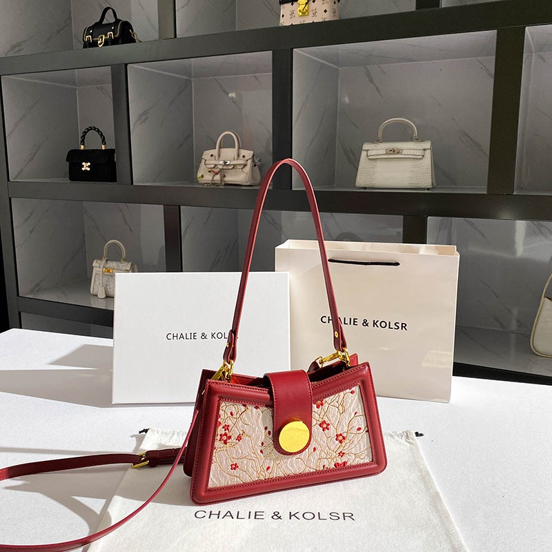 A Generation Of Red Bridal Wedding Bag Ladies High Sense Embroidery Underarm Bag - Image 3