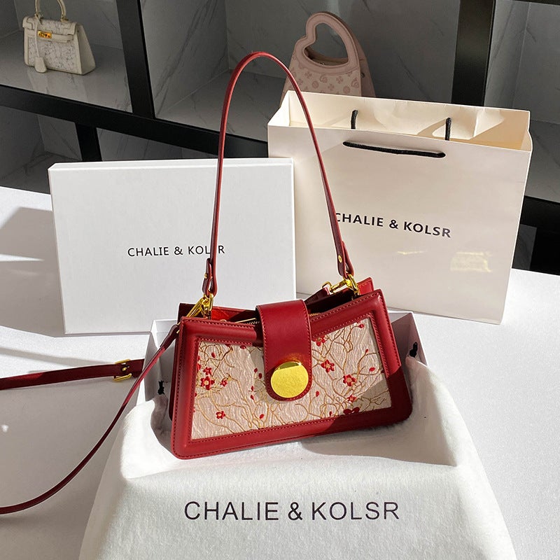 A Generation Of Red Bridal Wedding Bag Ladies High Sense Embroidery Underarm Bag - Image 1