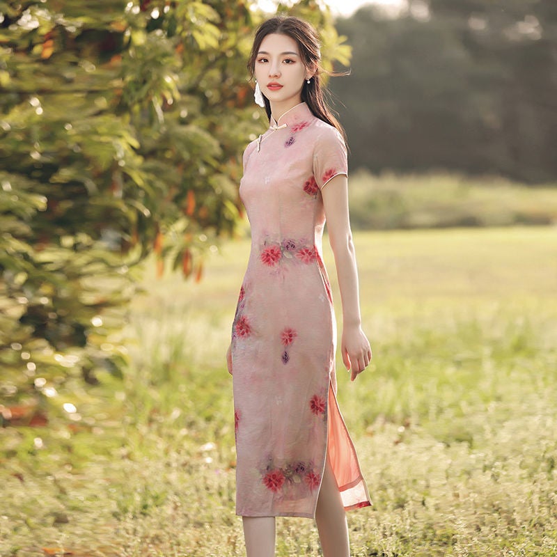 Cheongsam Women'S Summer 2021 New Style Girl'S Republic Of China Style Improved Young Siteng Old Shanghai Elegant Dress - Image 3