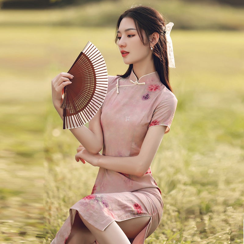 Cheongsam Women'S Summer 2021 New Style Girl'S Republic Of China Style Improved Young Siteng Old Shanghai Elegant Dress - Image 5