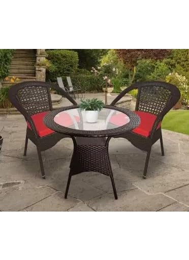 ANAND INDIA GROUPS ANAND INDIA GROUPS D8 Indoor Outdoor Living Room Balcony Garden Chair Table Set 21 2 Chair 1 Table Furniture Set Coffee Chair Table SetPowder Coated Brown 