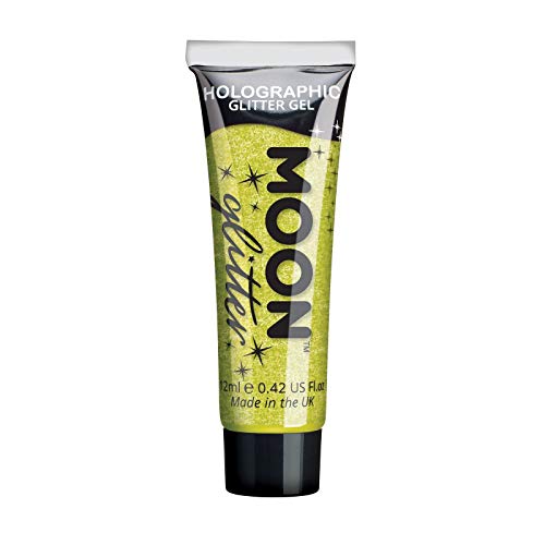 Holographic Face  Body Glitter Gel by Moon Glitter  12ml  Yellow  Glitter Face Paint