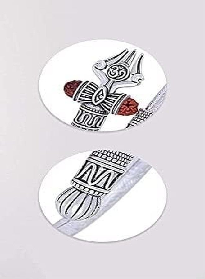 FLAIMYST Rudraksha Shiv Om Trishul Damroo Kada for men, Lord Shiva Bahubali Cuff Bracelet for men, boys | Religious Brass Kada | Free size SPN-WF2D5B - Image 2