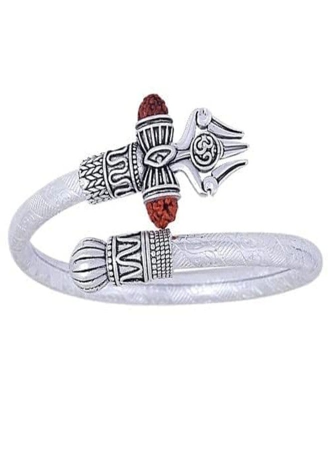 FLAIMYST Rudraksha Shiv Om Trishul Damroo Kada for men, Lord Shiva Bahubali Cuff Bracelet for men, boys | Religious Brass Kada | Free size SPN-WF2D5B - Image 3
