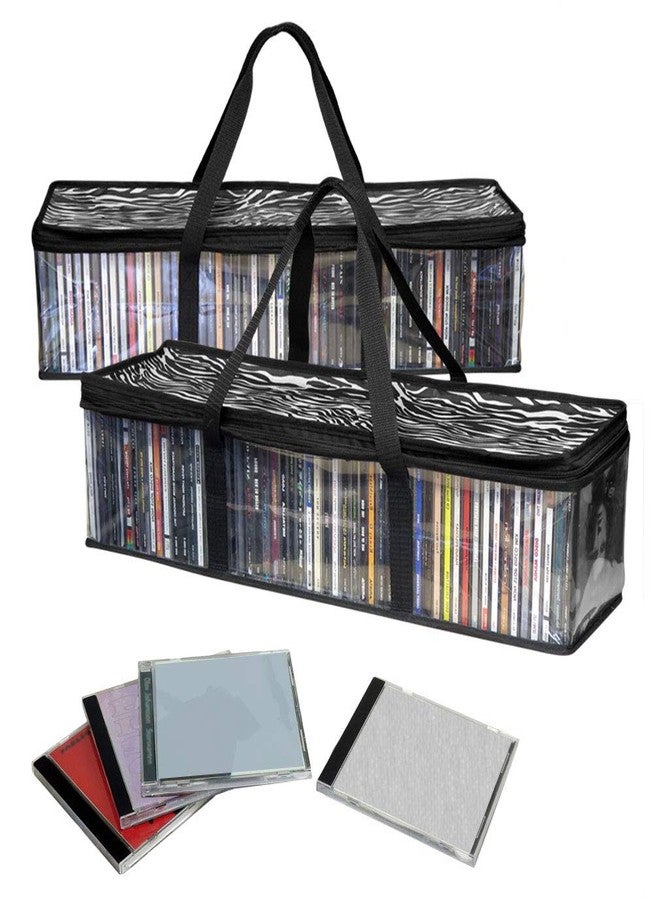 إيفلوتس حقائب تخزين الأقراص المدمجة من إيفيلوتس، عبوة من قطعتين، مصنوعة من بلاستيك PVC شفاف - تتسع لـ 96 قرصًا مدمجًا مع علبها - مزودة بمقابض متينة - تحمي من الخدوش والأوساخ والغبار والرطوبة - Image 1