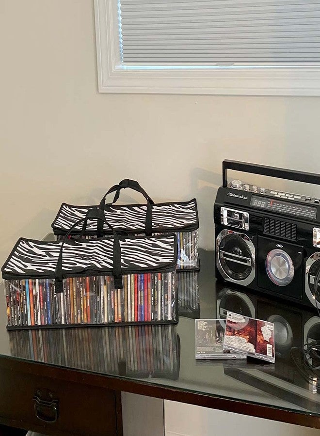 إيفلوتس حقائب تخزين الأقراص المدمجة من إيفيلوتس، عبوة من قطعتين، مصنوعة من بلاستيك PVC شفاف - تتسع لـ 96 قرصًا مدمجًا مع علبها - مزودة بمقابض متينة - تحمي من الخدوش والأوساخ والغبار والرطوبة - Image 3