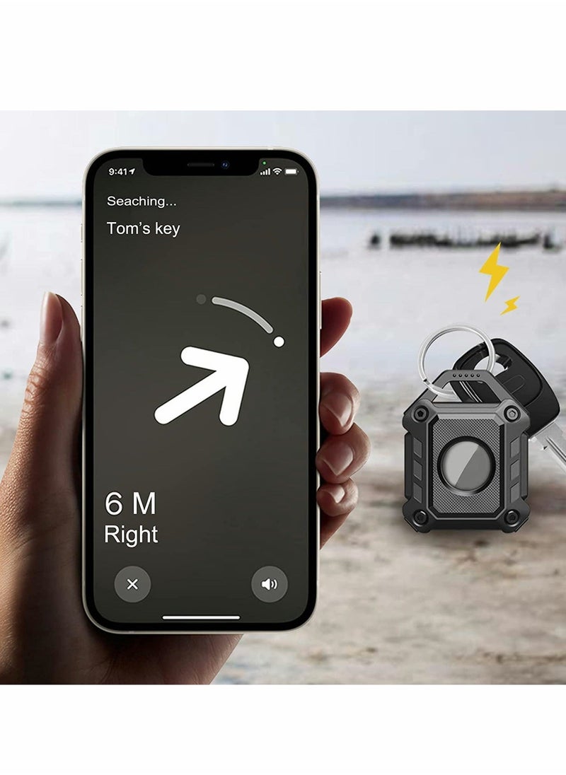 Generic - Holder Keychain Compatible Apple Airtag, Heavy Duty Case for Air Tag Tracker Dog Collar Key Ring with Screen Protector (Black 2-Pack) - Image 1