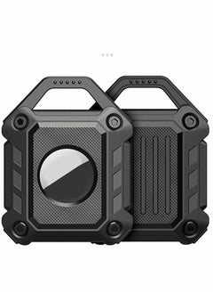 Holder Keychain Compatible Apple Airtag, Heavy Duty Case for Air Tag Tracker Dog Collar Key Ring with Screen Protector (Black 2-Pack)