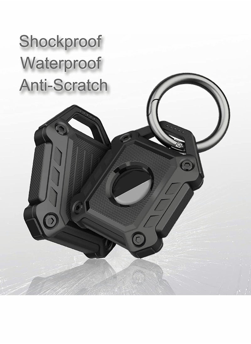 Generic - Holder Keychain Compatible Apple Airtag, Heavy Duty Case for Air Tag Tracker Dog Collar Key Ring with Screen Protector (Black 2-Pack) - Image 1