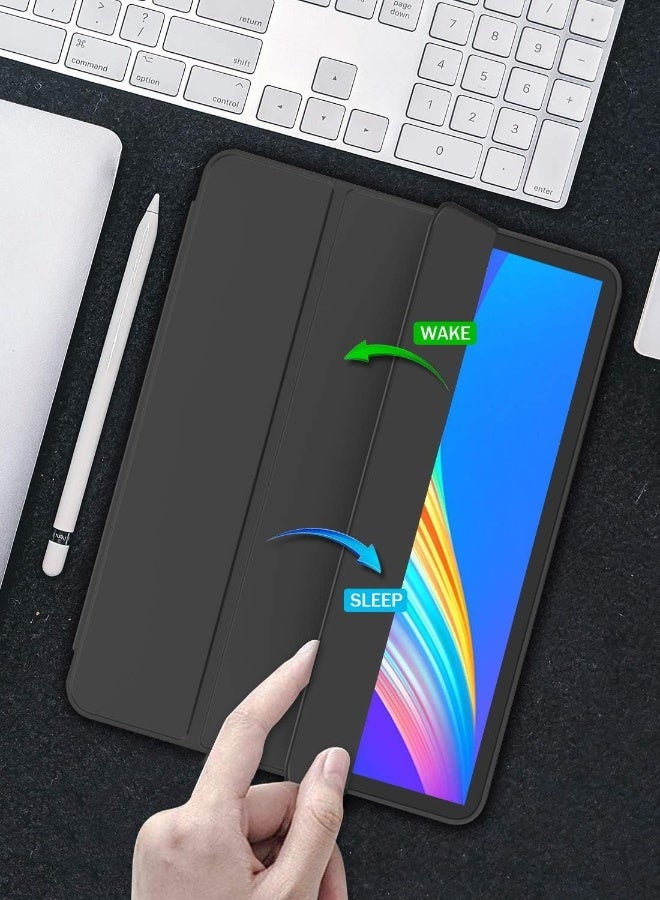 DUSALA New iPad Pro 12.9 Case 2022 2023 6th Gen 2021 5th Gen with Pencil Holder Support iPad 2nd Pencil Charging Pair Trifold Stand Smart Case with Soft TPU Back Auto Wake Sleep (Black) - Image 3