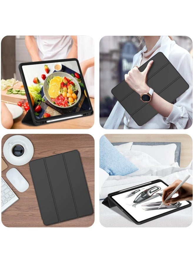 DUSALA New iPad Pro 12.9 Case 2022 2023 6th Gen 2021 5th Gen with Pencil Holder Support iPad 2nd Pencil Charging Pair Trifold Stand Smart Case with Soft TPU Back Auto Wake Sleep (Black) - Image 4