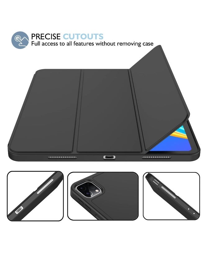 DUSALA New iPad Pro 12.9 Case 2022 2023 6th Gen 2021 5th Gen with Pencil Holder Support iPad 2nd Pencil Charging Pair Trifold Stand Smart Case with Soft TPU Back Auto Wake Sleep (Black) - Image 2