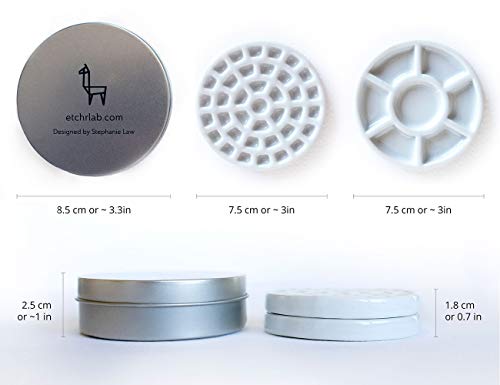 Etchr Mini Palette 37 Wells - Built for Watercolor Acrylic Oil and Gouache Paint - Professional Porcelain Paint Wells and Mixing Palette and Airtight Metal Tin - Perfect Travel Palette - Image 4