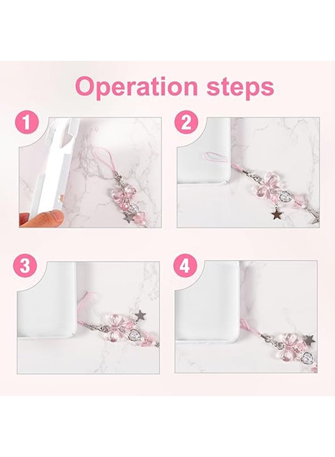 4 PCS Cute Phone Charms Y2K Cell Phone Charms Strap  Pink Strawberry Butterfly Star Phone Charm Accessories for Phone Bag Keychain Airpods Camera Pendants Decor - Image 3