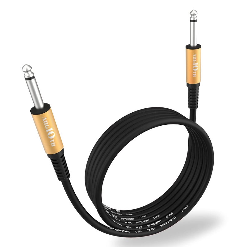 Augioth Guitar Cable 20 ft, Stage Electric Instrument Bass Cable AMP Cord 1/4 Straight to Straight Black - Image 1