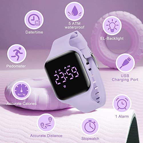 A ALPS Kids Watches for Girls Boys Digital Sport Watch with Step Counter Pedometer Vibration Alarm Clock, No App Waterproof Fitness Tracker Kids Watch Boys Girls Teens Students Ages 5-16 - Image 3