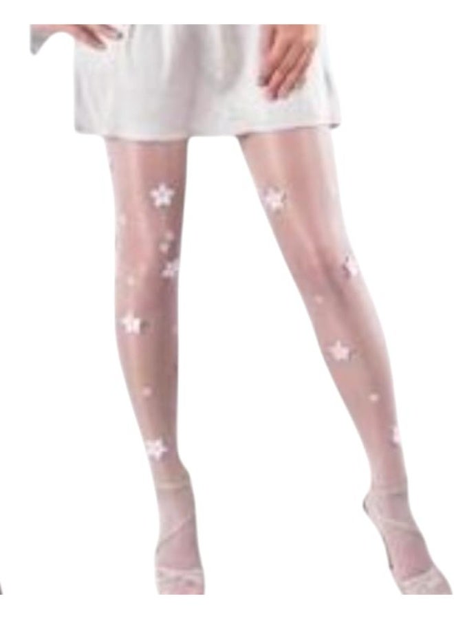 Ghils Crystal Clear Stockings Embroidered Flower, 70% Polyamide & 30% Lycra