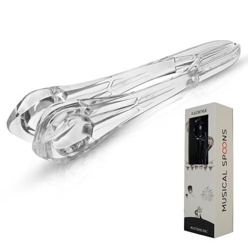 Kadence Musical Spoons - Hand Percussion Instrument - New age crystal clear design made with polycarbonate(9 Inch) (White) (Transparent) - Image 1