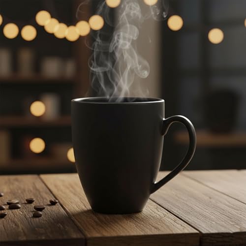 Gift Arcadia Ceramic Black Coral Coffee Mugs Set of 2| Handmade Ceramic Mug | Microwave Safe Ceramic Color Mugs for Tea Coffee | Hot & Cold Beverages Tea Cups | 330ml (Black) - Image 2