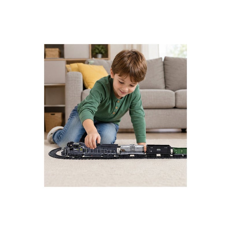 Motor Play | Electric Train Set Toy for Young Players, with Track, Locomotive and Carriages, Black and Green - Image 3