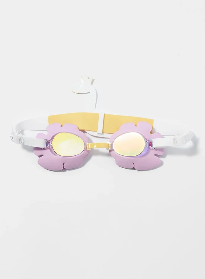 SUNNY LIFE Kids Swim Goggles Princess Swan Multi | Adjustable Swimming Goggles | Anti-Fog & UV Protection | No-Leak Waterproof Goggles for Kids