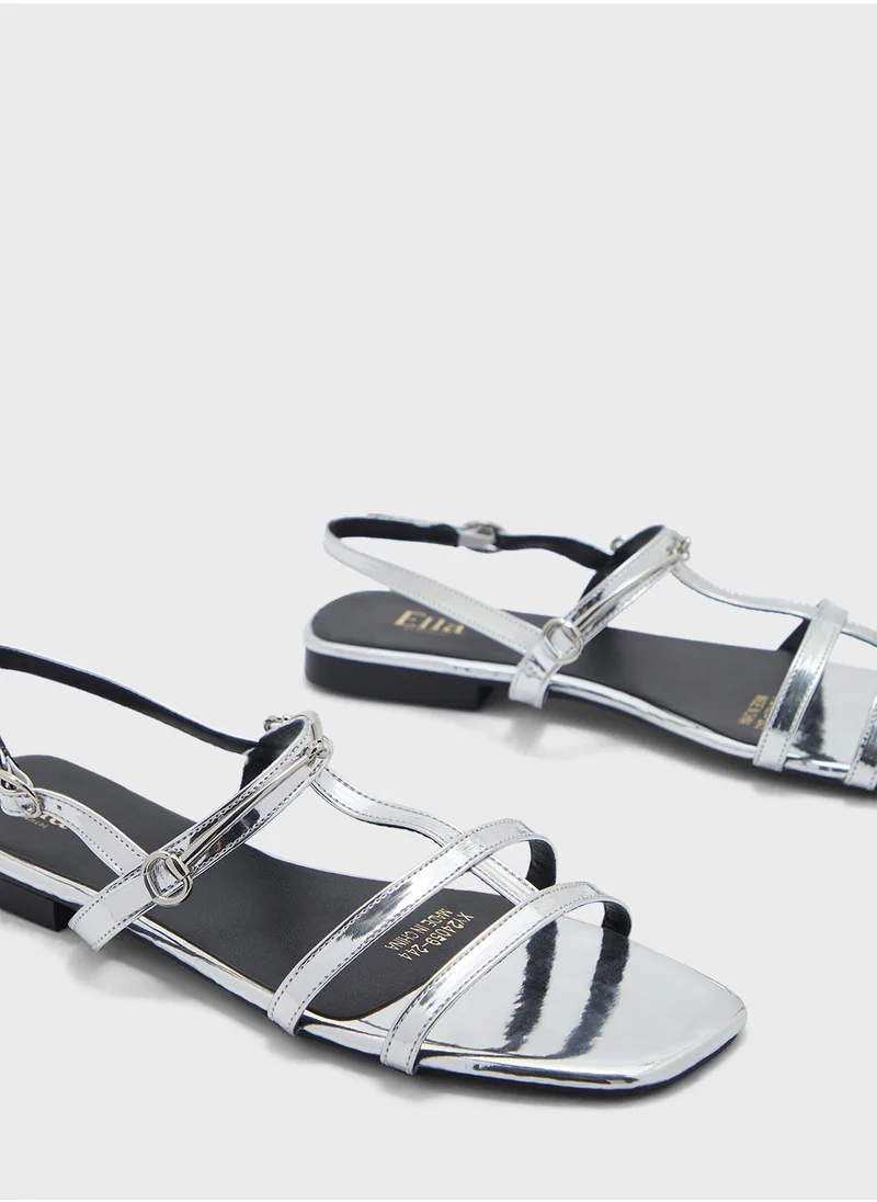 ايلا Metal Trim Detail Backstrap Sandal